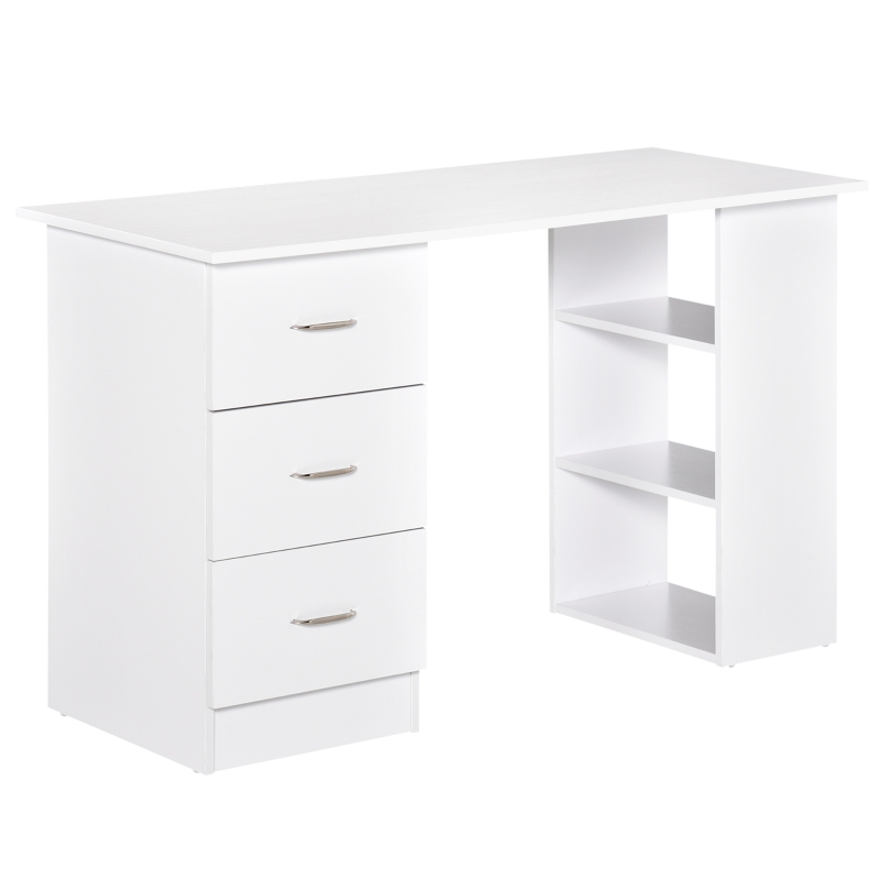 HOMCOM Bureau informatique 3 tiroirs 2 étagères aspect bois