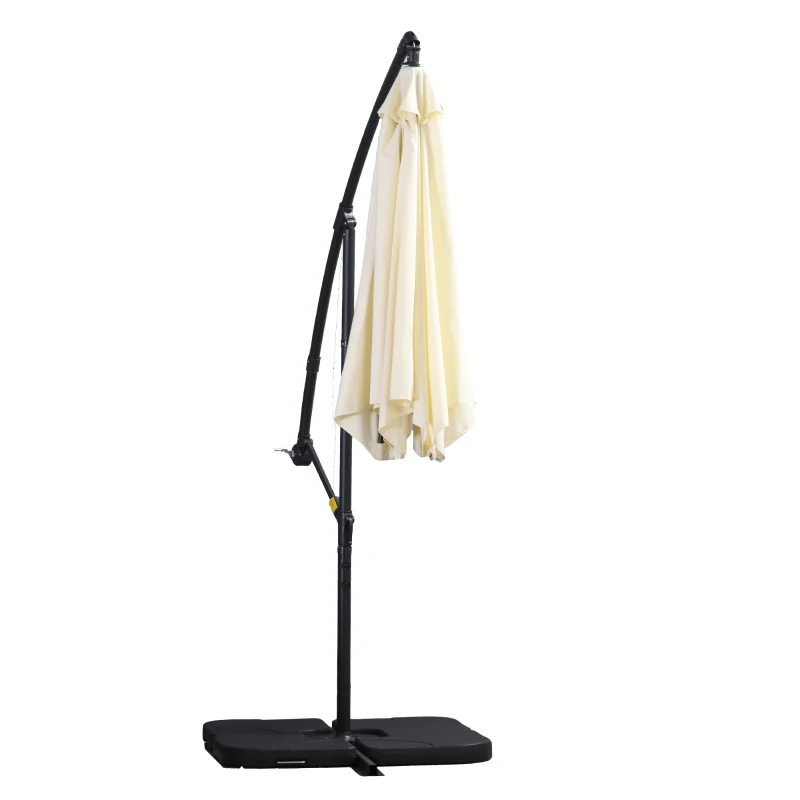 Outsunny 3m Overhanging Garden Parasol, with Cross Base - Beige