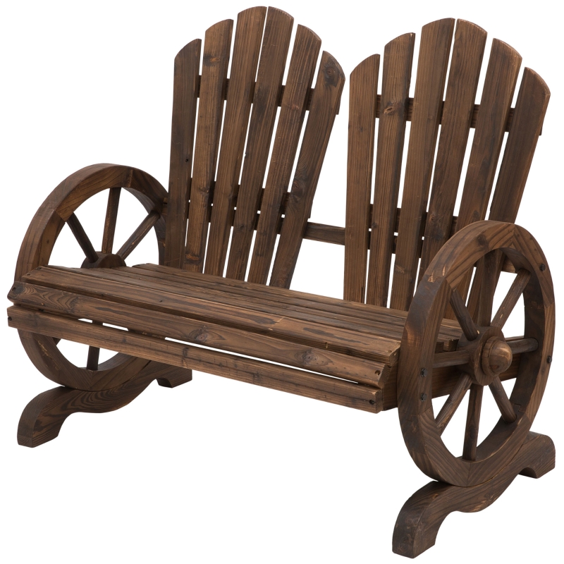 Banc de jardin 2 places Adirondack rustique chic sapin carbonisé