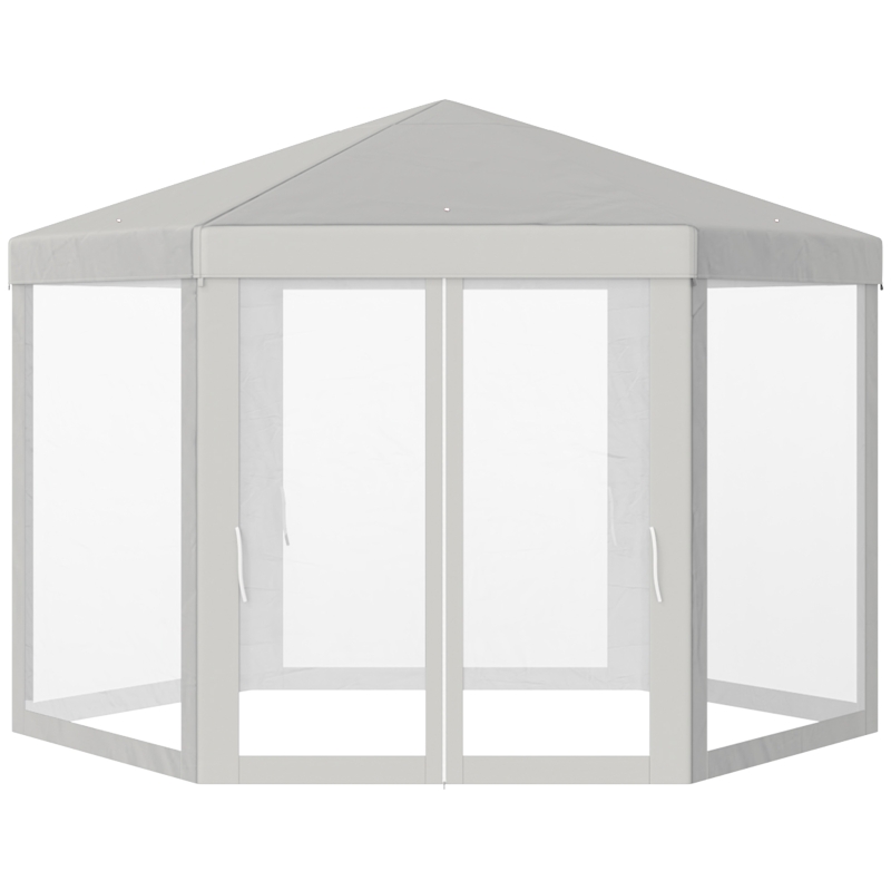 Outsunny Tonnelle Blanc et Beige 6 Parois Moustiquaires 1,97 x 1,95 x 2,5 m
