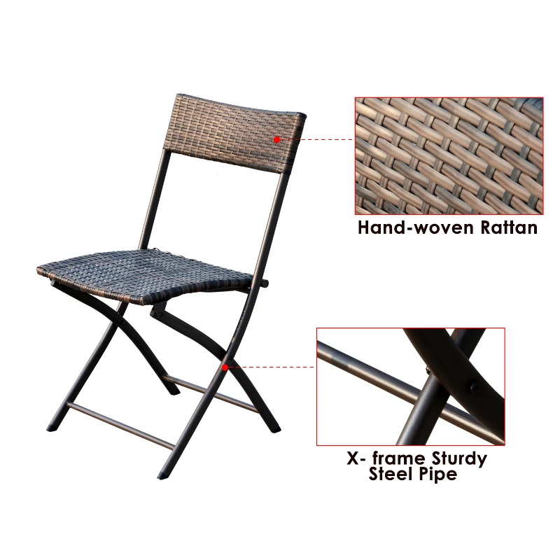 Outsunny Set Mobilier Pe Rattan Masa de Pranz cu 6 Scaune Pliabile de Gradina, Maro