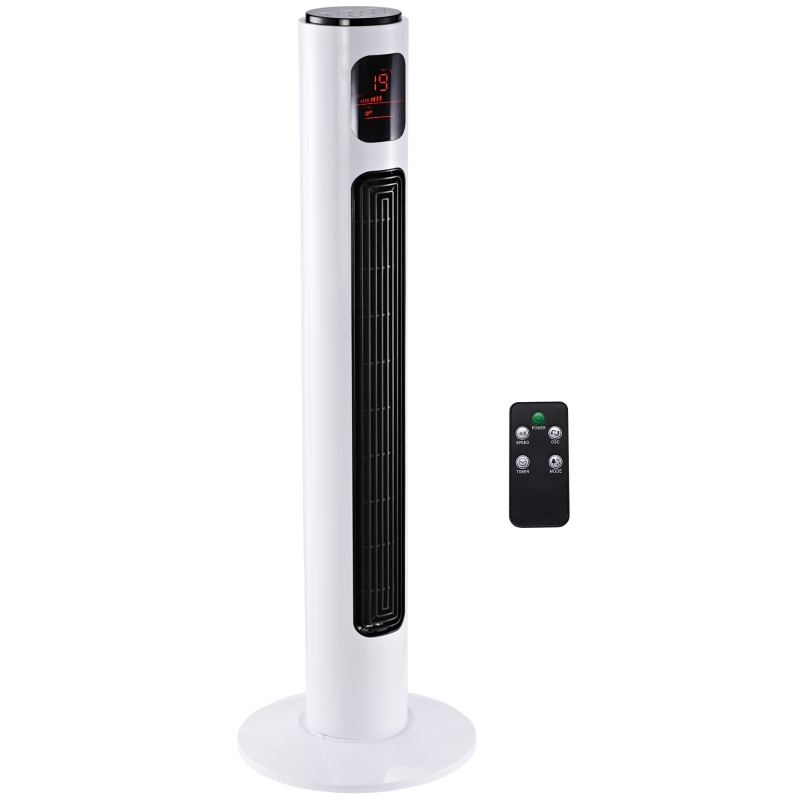 Homcom Ventilateur Colonne 45 W en Plastique Blanc 32 x 32 x 96 cm
