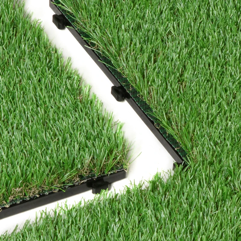 Outsunny Set of 10 30 x 30cm Artificial Turf Pieces, 25mm Pile