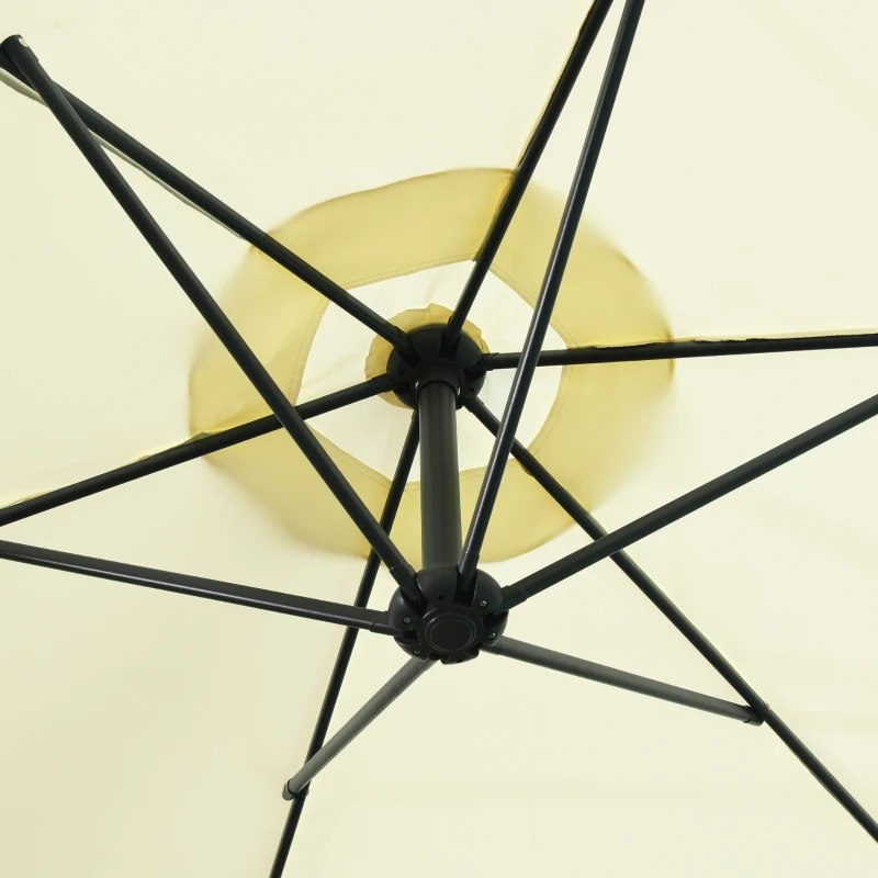 Outsunny 3m Overhanging Garden Parasol, with Cross Base - Beige