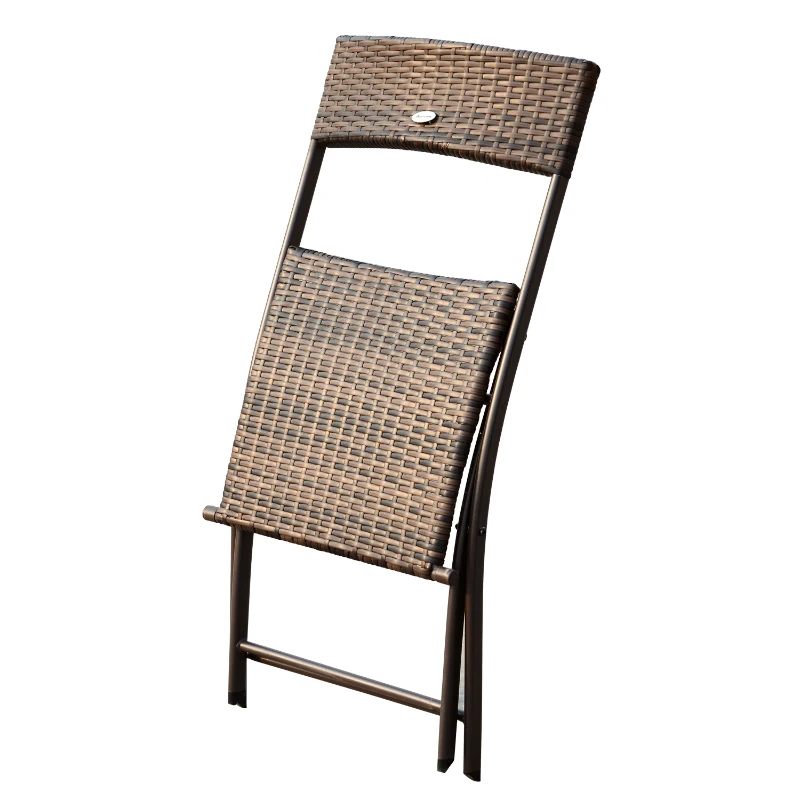 Outsunny Set Mobilier Pe Rattan Masa de Pranz cu 6 Scaune Pliabile de Gradina, Maro