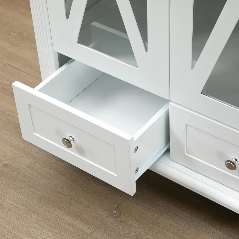 HOMCOM Küchenwagen Servierwagen rollbar Küchentrolley mit höhenverstellbaren Einlegeböden für Küche Wohnzimmer Esszimmer Küchenschrank Landhausstil MDF Natur+Weiß 87,5 x 44,5 x 92 cm