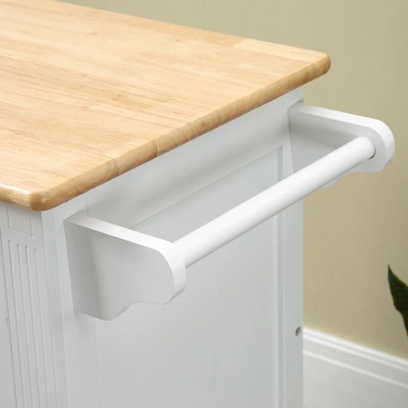 HOMCOM Küchenwagen Servierwagen rollbar Küchentrolley mit höhenverstellbaren Einlegeböden für Küche Wohnzimmer Esszimmer Küchenschrank Landhausstil MDF Natur+Weiß 87,5 x 44,5 x 92 cm