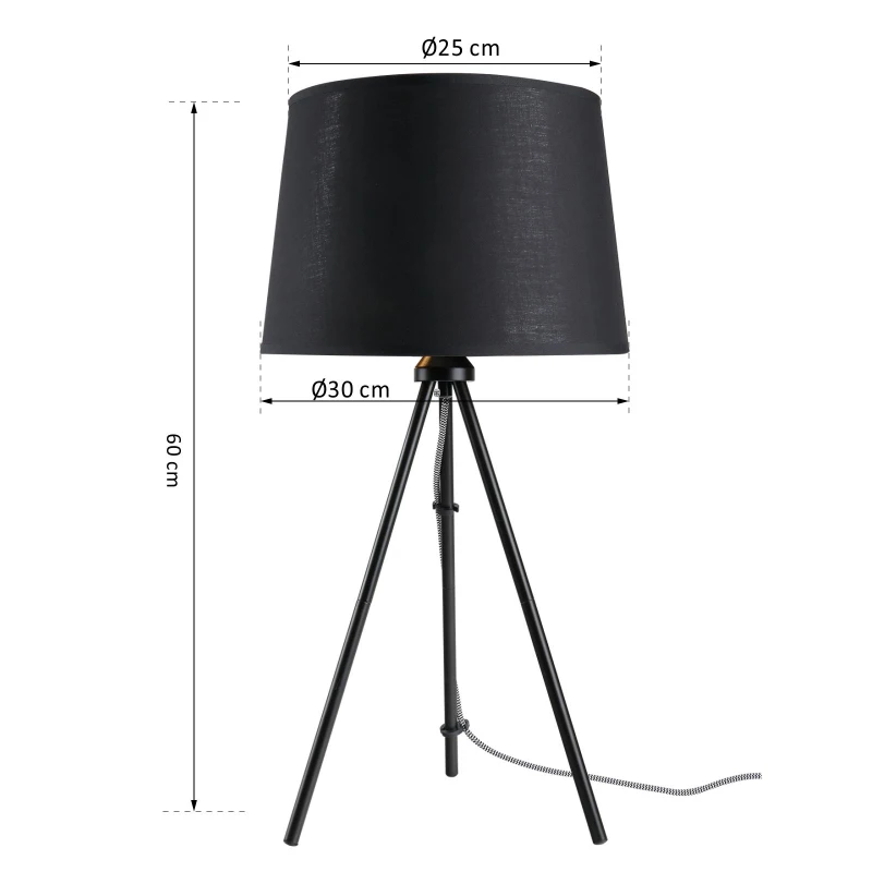 HOMCOM Tafellamp E27 fitting nachtkastlamp 40 W metaal zwart / wit