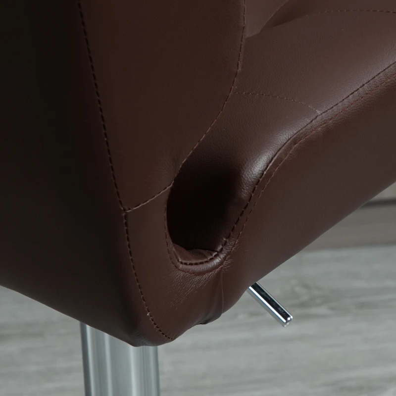 HOMCOM Set Of 2 PU Leather Tufted Bar Stools Chairs Dining Seats Adjustable Height Swivel w/ Footrest for Kitchen Counter Home Bar Brown