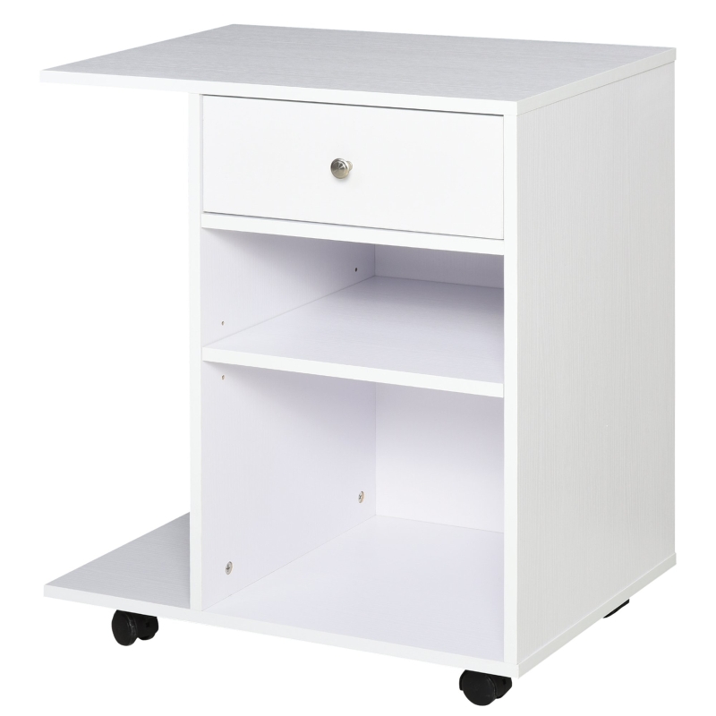 Vinsetto Mobile Printer Stand Rolling Cart Desk Side with CPU Stand Drawer Adjustable Shelf and Wheels White