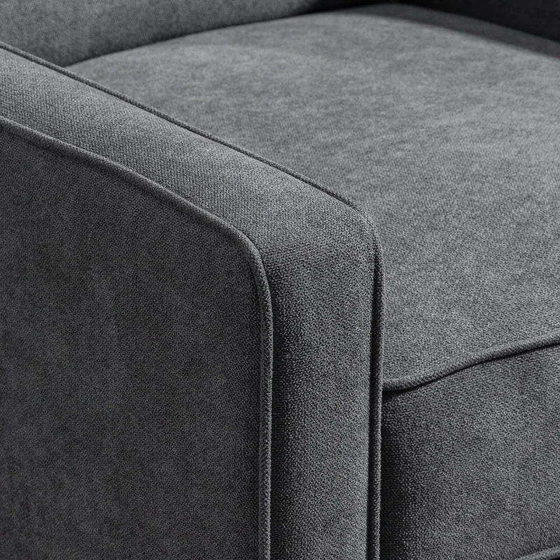 HOMCOM Fauteuil inclinable fauteuil de salon relax Dossier capitonné en Tissu avec Repose-Pieds réglable - Aspect Lin Gris