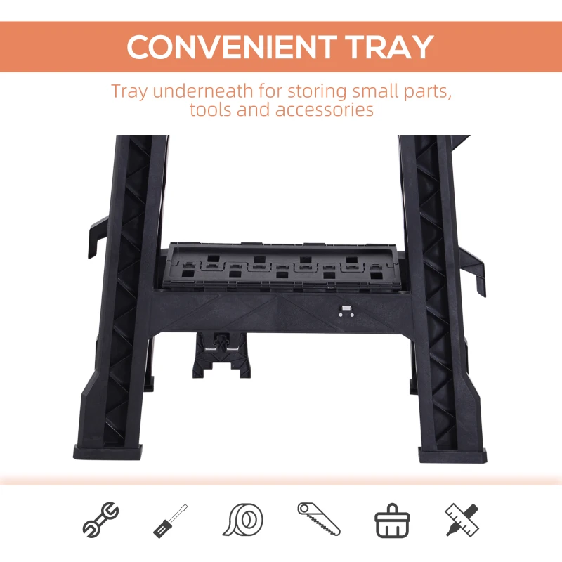 DURHAND 2 PCS Foldable Clamping Sawhorse Trestle Twin Support Bars Cutting Stands Workbench 455kg