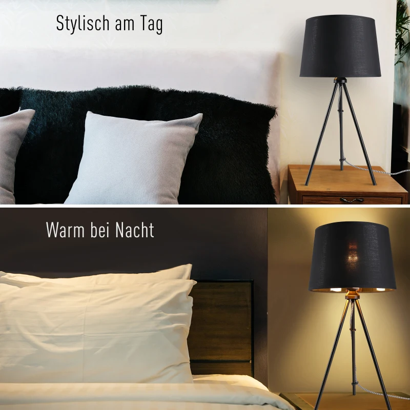 HOMCOM Tafellamp E27 fitting nachtkastlamp 40 W metaal zwart / wit