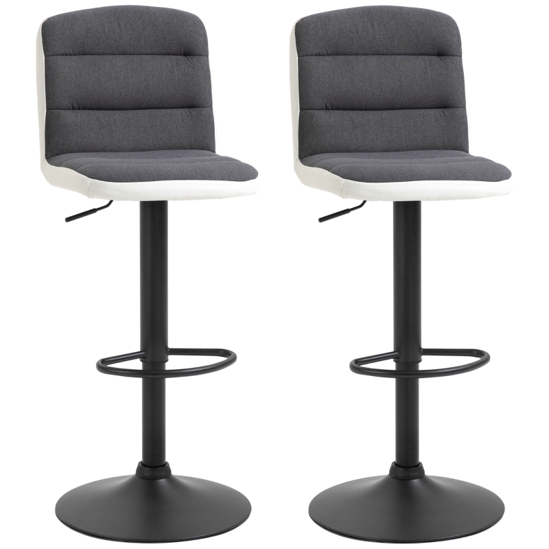 HOMCOM Bar stool Set of 2 Armless Adjustable Height Upholstered Bar Chair Dark Grey
