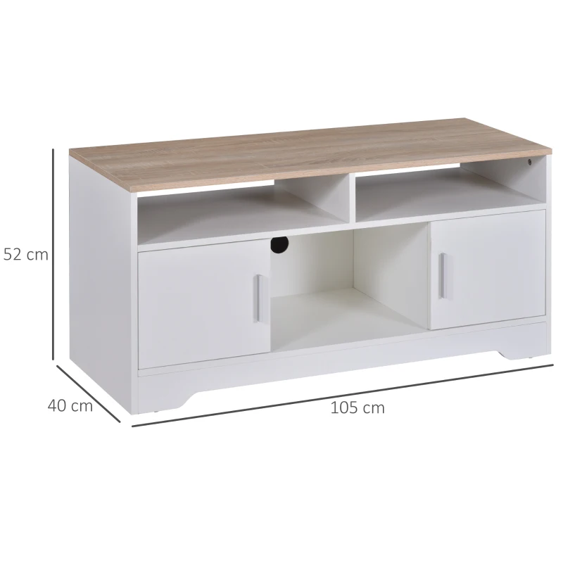 HOMCOM TV Stand Cabinet for TVs up to 50", TV Table Unit with Storage, Open Shelves and Cable Management, Modern TV Console for Living Room Bedroom, White