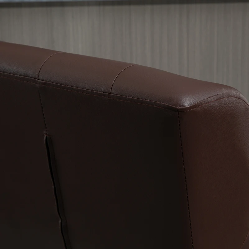 HOMCOM Set Of 2 PU Leather Tufted Bar Stools Chairs Dining Seats Adjustable Height Swivel w/ Footrest for Kitchen Counter Home Bar Brown