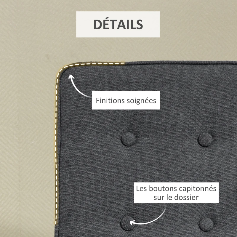 HOMCOM Fauteuil inclinable fauteuil de salon relax Dossier capitonné en Tissu avec Repose-Pieds réglable - Aspect Lin Gris