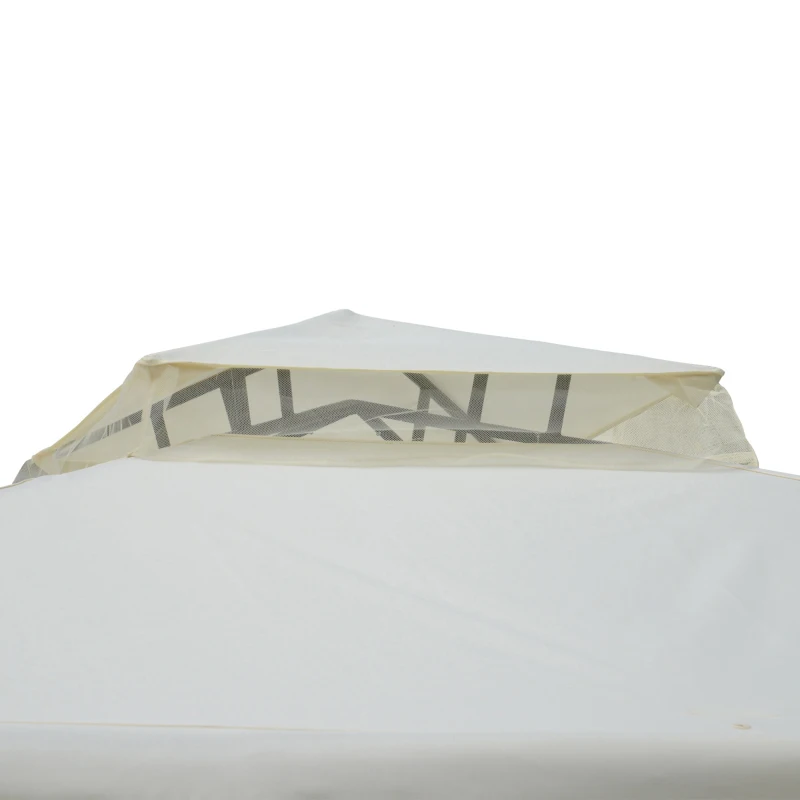 Outsunny 3 x 3 Meter Metal Gazebo Garden Outdoor 2-tier Roof Marquee Party Tent Canopy Pavillion Patio Shelter with Netting - Cream White(m-8)
