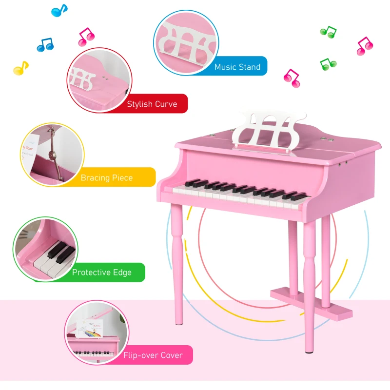 HOMCOM 30 Keys Mini Kids Piano for Child with Music Stand and Bench Best Gifts Toy
