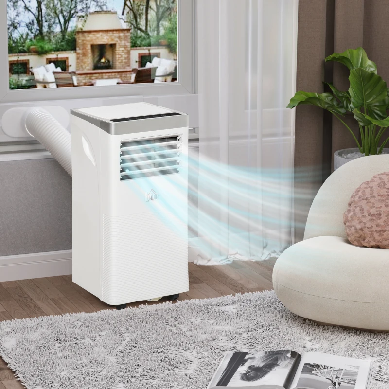 HOMCOM Climatiseur portable 9.000 BTU/h - ventilateur, déshumidificateur - réfrigérant naturel R290 - capacité de couv. max. de 18 m² - télécommande - débit d'air 360 m³/h - blanc