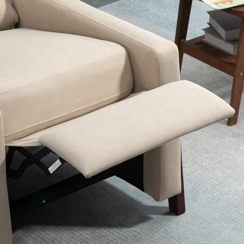 HOMCOM Poltrona Relax con Reclinazione Manuale, Poggiapiedi e Rivestimento in Microfibra, Beige