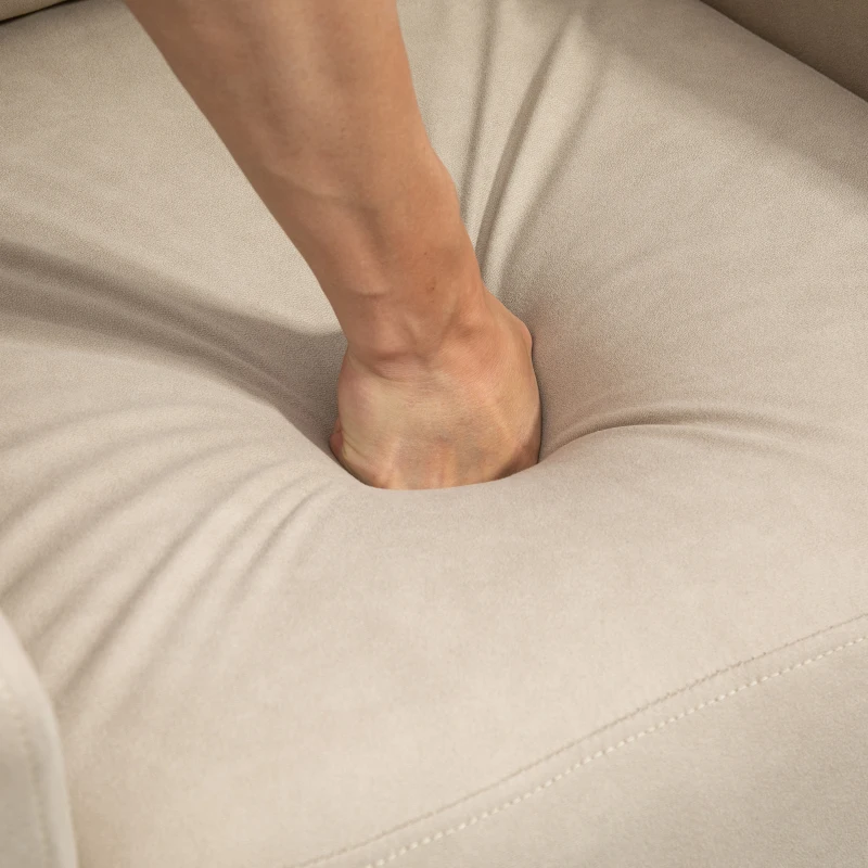 HOMCOM Poltrona Relax con Reclinazione Manuale, Poggiapiedi e Rivestimento in Microfibra, Beige