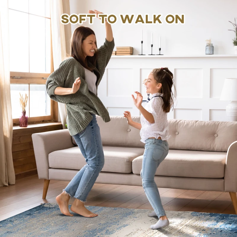 HOMCOM Modern Blue Rug, Render Area Rugs Large Carpet for Living Room, Bedroom, Dining Room, 160x200 cm