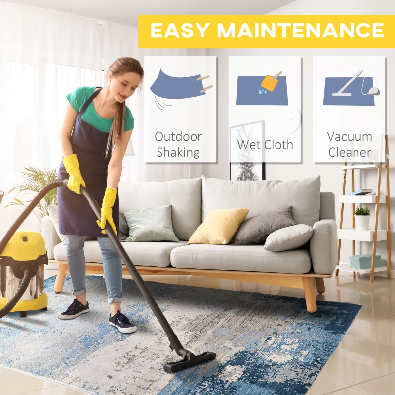 HOMCOM Modern Blue Rug, Render Area Rugs Large Carpet for Living Room, Bedroom, Dining Room, 160x200 cm