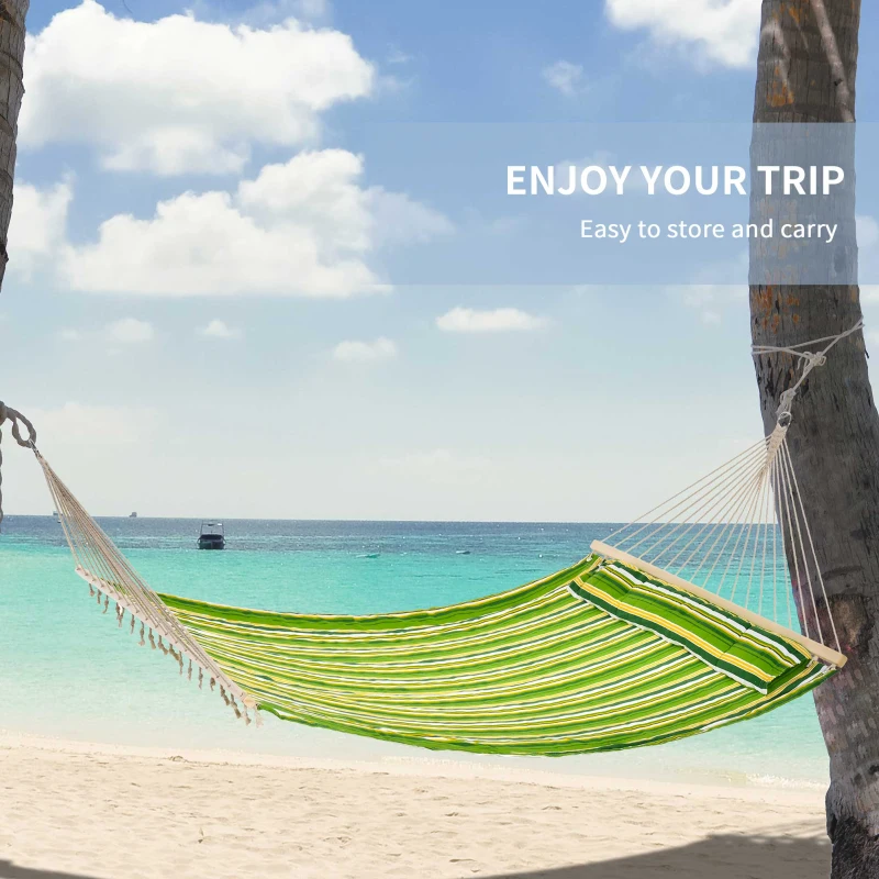 Outsunny hamac dublu cu perne, 2,84×1,4 m, verde si galben