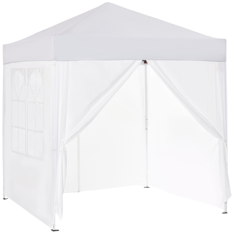 Outsunny Pavillon 2x2m Faltpavillon 4 Seitenwände mit Fenster Tür mit Reißverschluss Festzelt Gartenzelt inkl. Heringe Abspannseile Tragetasche Metall Oxford