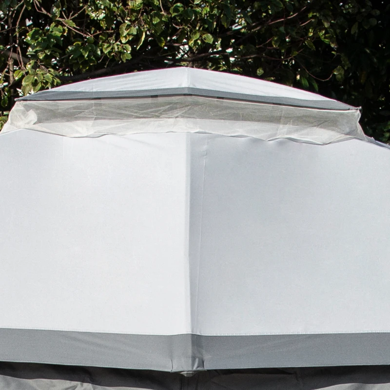 Outsunny 4 x 3(m) Outdoor Steel Frame Gazebo w/ 2-Tier Roof and Sidewalls Backyard Garden