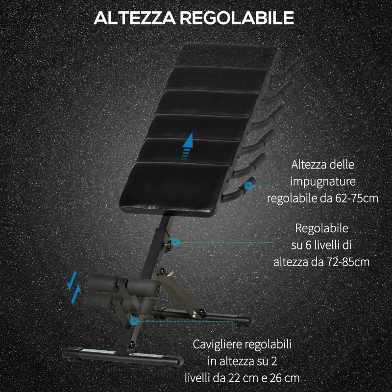 HOMCOM Panca Fitness con Altezza Regolabile, Sedia Romana per Casa e Palestra, 100x57x72-85cm, Nero
