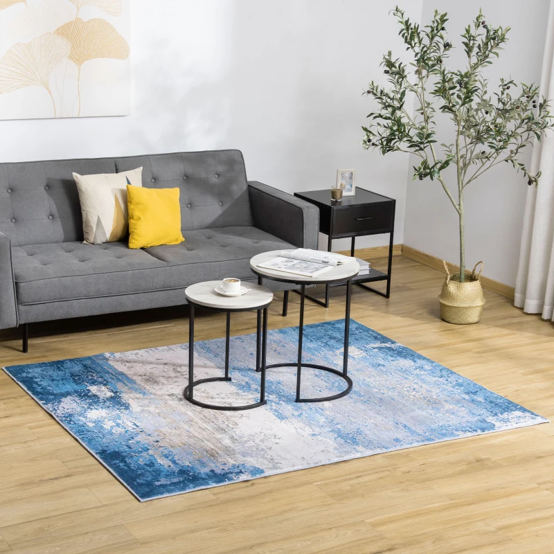 HOMCOM Modern Blue Rug, Render Area Rugs Large Carpet for Living Room, Bedroom, Dining Room, 160x200 cm