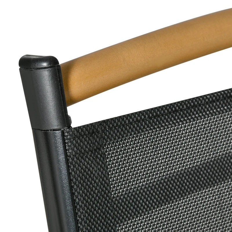 Outsunny komplet stół z krzesłami składany 7-cz. zestaw balkonowy meble balkonowe 1 stół + 6 krzeseł zestaw mebli ogrodowych komplet wypoczynkowy aluminium siatka kolor czarny