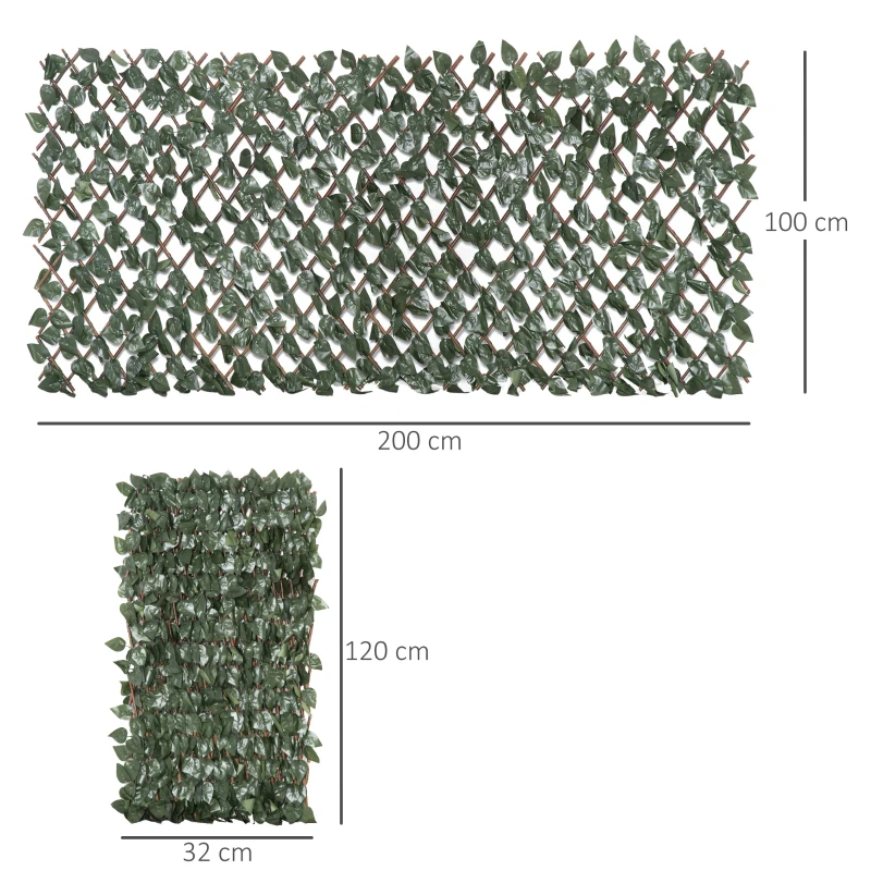 Outsunny panouri cu plante artificiale de perete, 8 piese, Ecran pentru intimitate expandabil cu verdeata pentru balcon sau veranda(m-3)