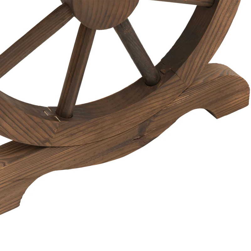 Outsunny stół ogrodowy, stół balkonowy, stół drewniany, kształt kół, odporność na warunki atmosferyczne, lite drewno, naturalny, 115 x szer. 60 x wys. 65 cm