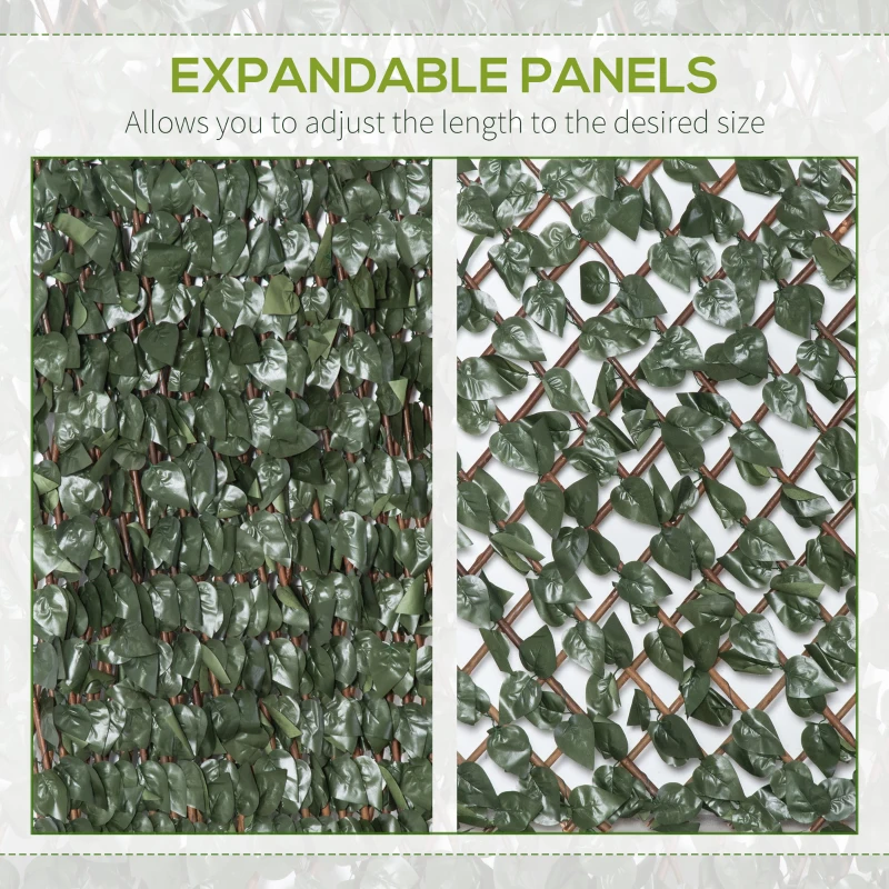 Outsunny panouri cu plante artificiale de perete, 8 piese, Ecran pentru intimitate expandabil cu verdeata pentru balcon sau veranda(m-6)
