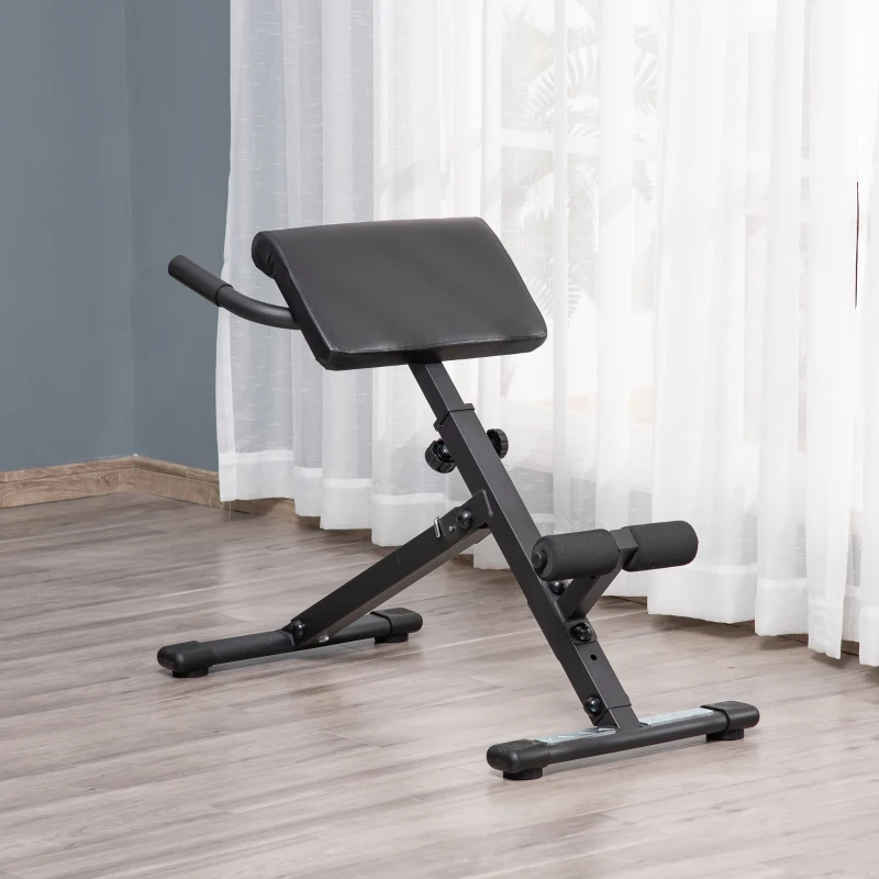 HOMCOM Panca Fitness con Altezza Regolabile, Sedia Romana per Casa e Palestra, 100x57x72-85cm, Nero