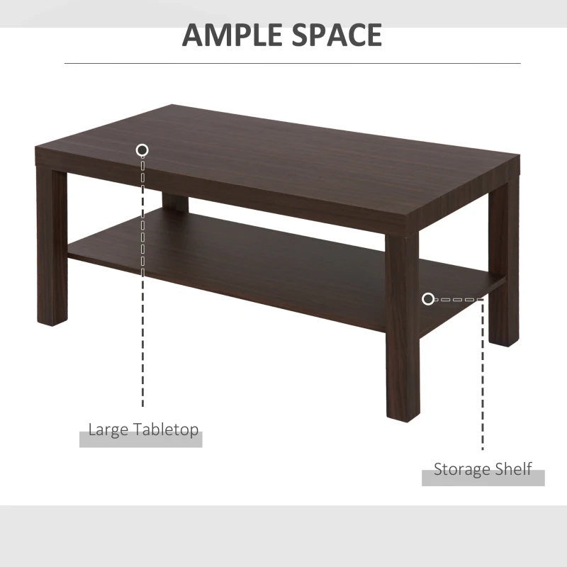 HOMCOM masa de cafea, din lemn, 90x45x40.5cm, castanie