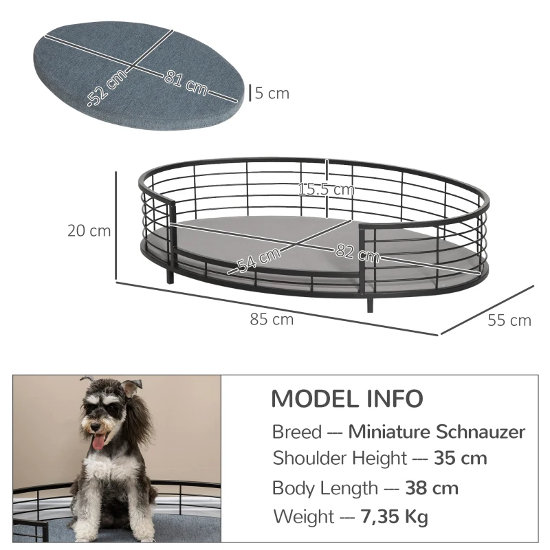 PawHut Raised Pet Bed, with Removable Cushion, for Small and Medium Dogs - Black