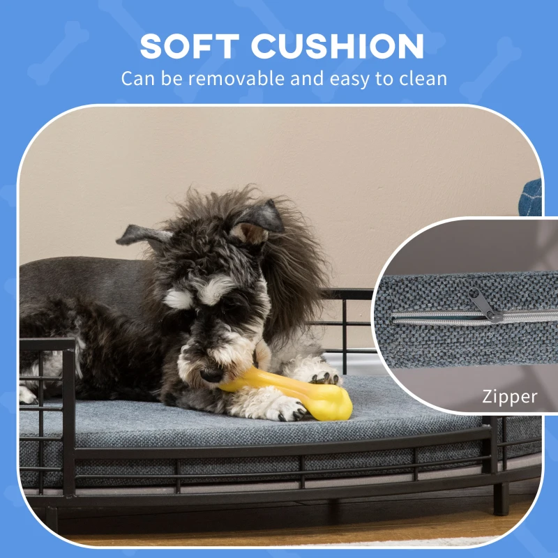 PawHut Raised Pet Bed, with Removable Cushion, for Small and Medium Dogs - Black
