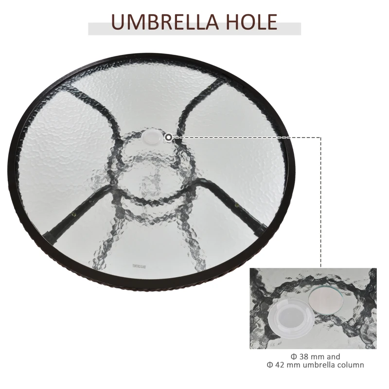 Outsunny Masuta Rotunda de Exterior din Ratan Maro cu Orificiu pentru Umbrela