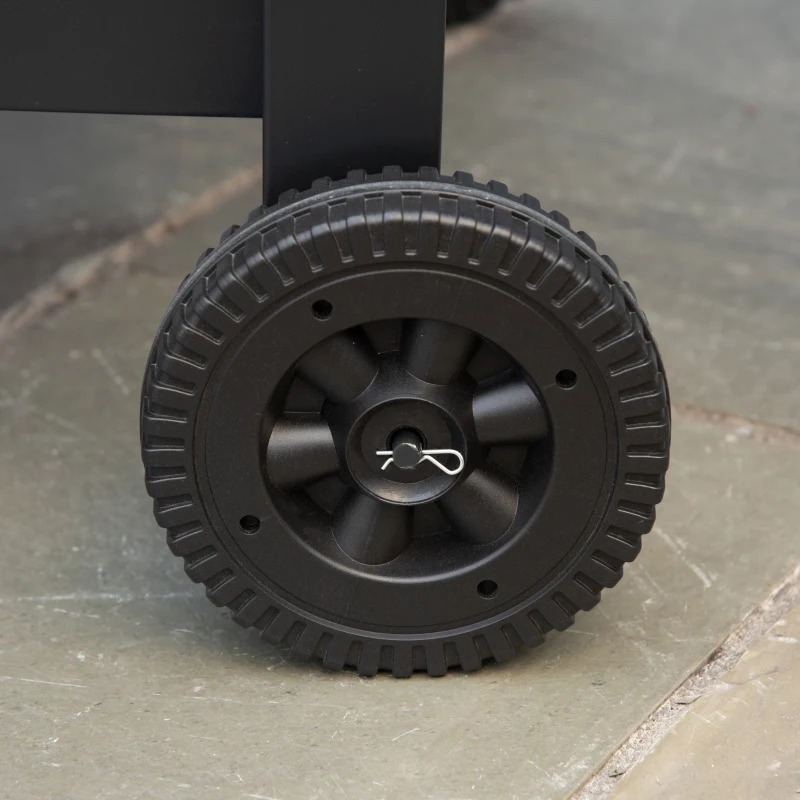 Outsunny Gratar cu Carbune 3 in 1 cu Rafturi Laterale Pliabile 124x66x112cm, Negru