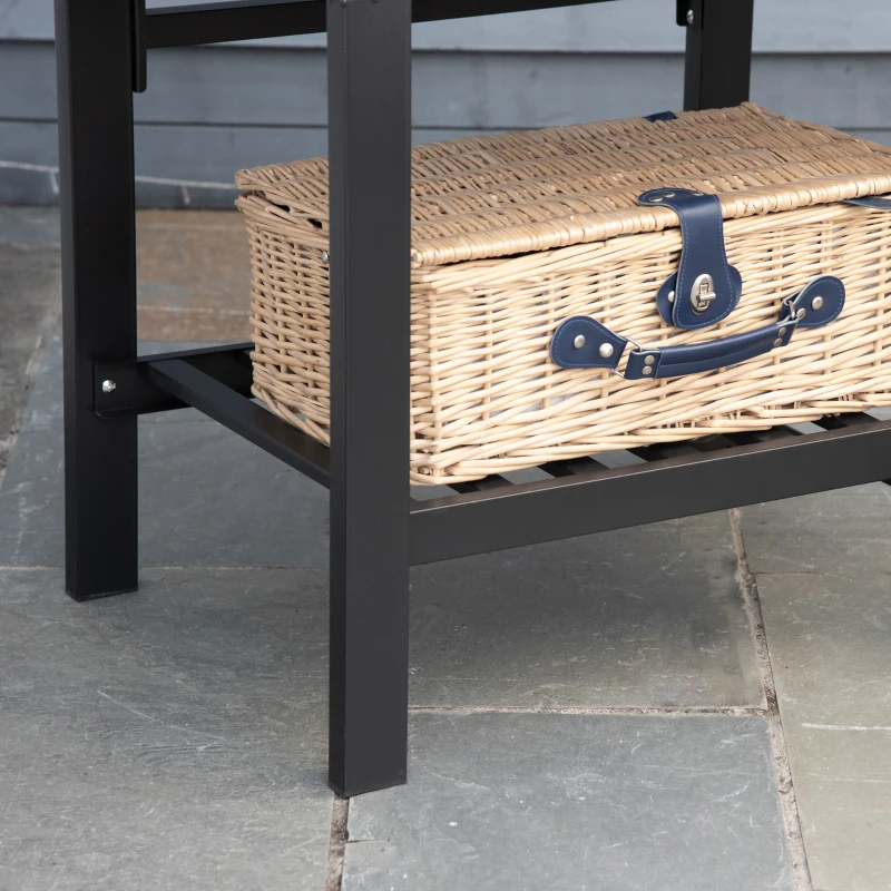 Outsunny Gratar cu Carbune 3 in 1 cu Rafturi Laterale Pliabile 124x66x112cm, Negru