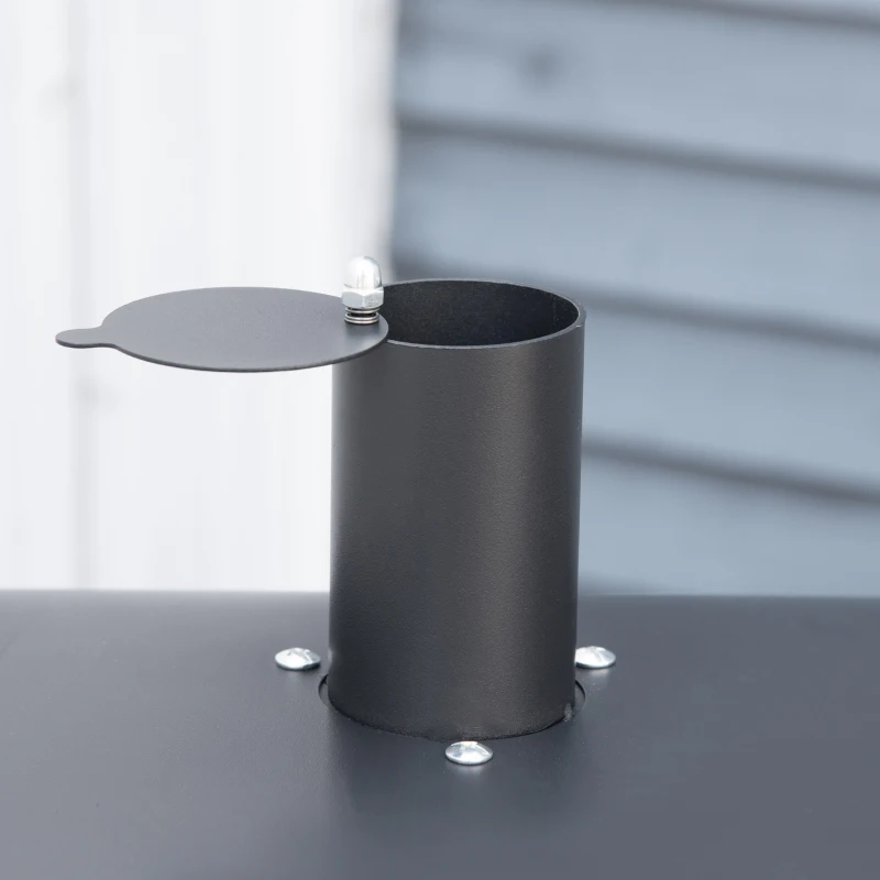 Outsunny Gratar cu Carbune 3 in 1 cu Rafturi Laterale Pliabile 124x66x112cm, Negru