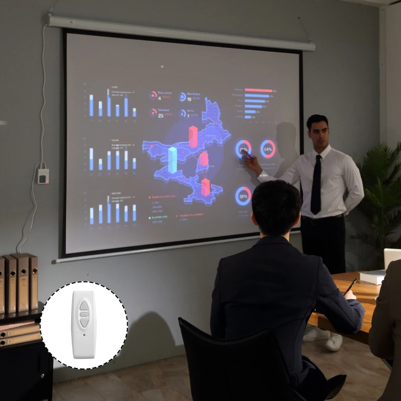 Homcom Ecran Proiectie Motorizat 100inch Alb Perlat si telecomanda