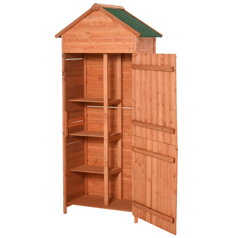Outsunny Gartenschrank Holz Geräteschuppen Geräteschrank mit Asphaltdach Ablage Gartenhaus für den Außenbereich 84 x 52 x 188 cm