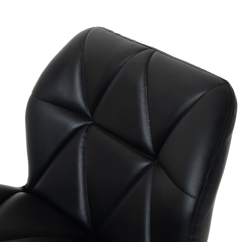 HOMCOM Diamond Design Swivel Leather Bar Stool Breakfast Barstool Kitchen Pub Dining Chair Gas Lift PU Chair Metal Chrome Base Adjustable Height (Black)