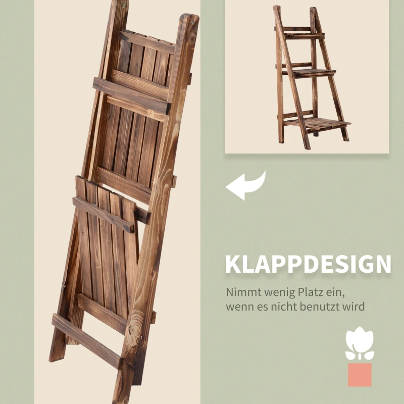 Outsunny Plantenetagere bloementrap bloemenbank plantenrek standaard 3 trappen vurenhout