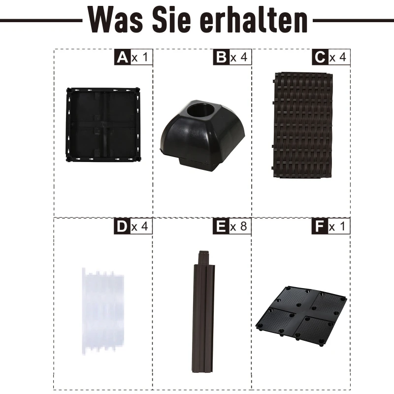 Outsunny verhoogd bed, plantenbak met afwateringsgaten, bloembak in rotan-look, PP, bruin